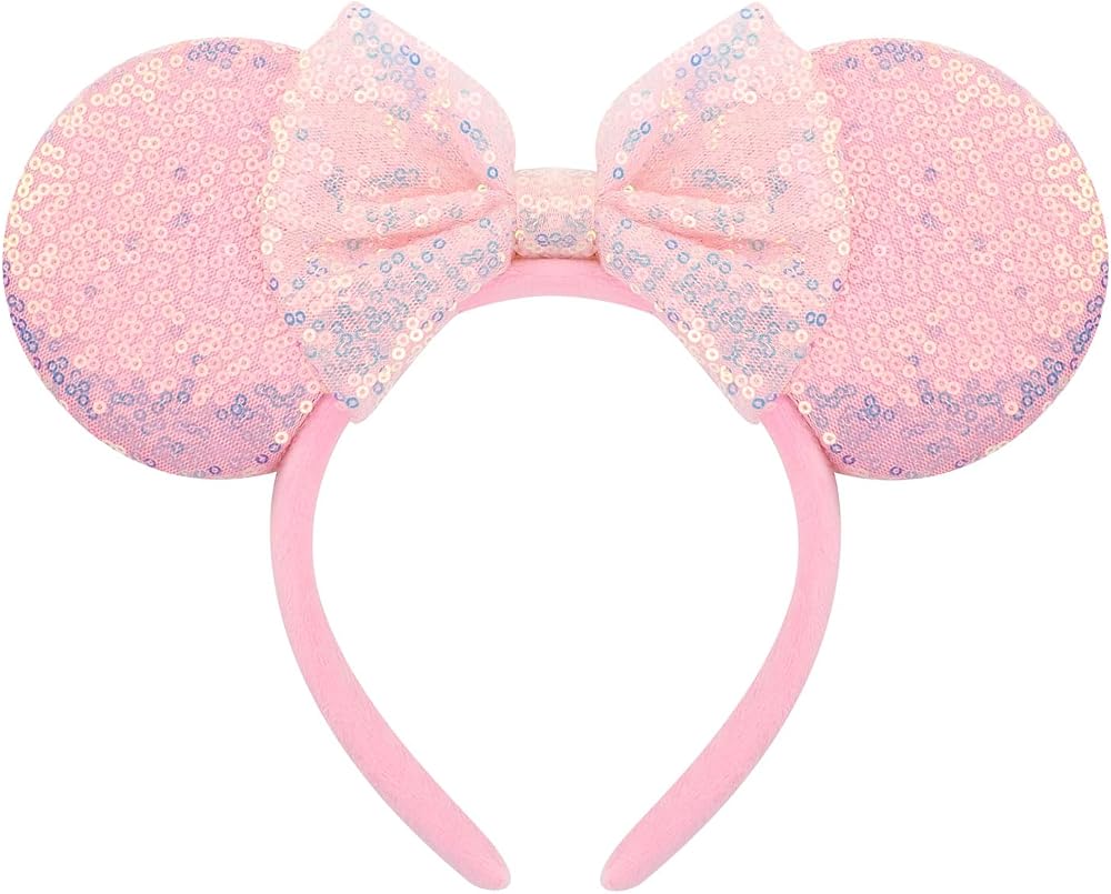 DRESHOW Glitter Mouse Ears Headband with Bow Party Costume Accessory