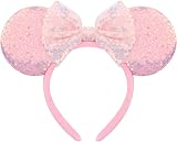 DRESHOW Glitter Mouse Ears Headband with Bow Party Costume Accessory
