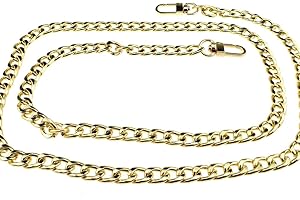 HAHIYO Purse Chain Strap Length 39.4”SPOT-ON Gold for Shoulder Cross Body Sling Purse Handbag Clutch Bag Replacement Strap Comfortable Flat 0.4” Wide Enough 2.4mm Extra Thick Metal Strap 1 Pack
