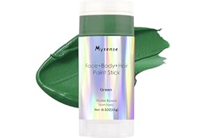 Mysense Green Face Body Hair Paint Stick,St Patricks Day Face Paint,Water Based Washable Temporary Hair Color,Cream Body Paint for Adults and Children Halloween Cosplay Witch Grinch Makeup,0.5oz