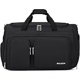 MILADA Carry On Luggage Bags for Travel Lightweight Personal Item Travel Bag Foldable Large Duffle Bag for Travel Tote Overnight Bags for Women Mens Weekender Bags, Black
