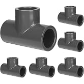 Klyyo Clyro 6 Pack Schedule 80 PVC Pipe Fitting Tee, 1" Socket, Compatible with 801 Series, Heavy Duty Gray PVC Tee for Industrial, Irrigation &amp; Plumbing Applications