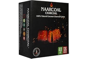 NAAR-COAL Naar Coal 100% Natural Coconut Hookah Charcoal Cubes, Shisha Coals 1.75 KG, (3.85 lbs) 126 Count