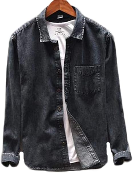 Amazon Zhongjue ジュージェン メンズ 長袖 デニムシャツ カジュアルシャツ 夏 秋 シャツアウター 無地 ジージャン シャツ 通販