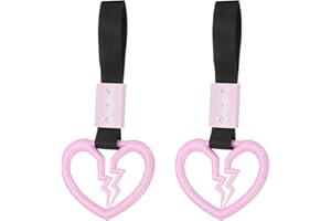 PATIKIL 2Pcs Broken Heart Shaped Car Handle Straps, Car Hanging Accessories Bumper Warning Ring Drift Charm for Auto Decor In