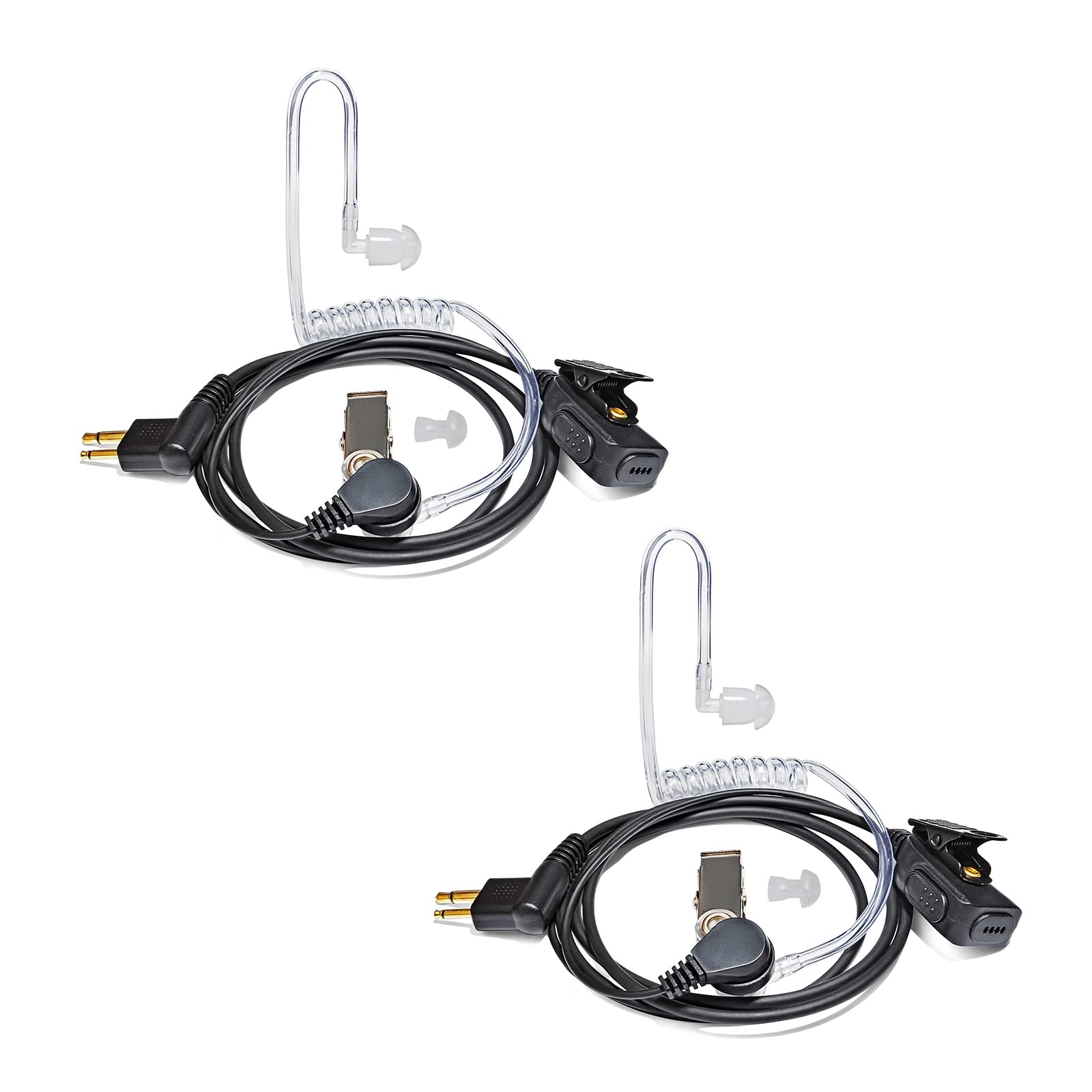 UAYESOK Walkie Talkie Headset 2 Pin Air Acoustic Tube Earpiece with PTT Microphone for Motorola CP040 CP200 GP88 DP1400 XT420 XT460 CLS1410 HYT PD505 TC620 Security Two Way Radio Accessories (2 PCS)