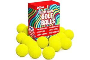 D-Xam Yellow: Foam Golf Balls Bulk Practice Golf Ball Yellow 41mm Soft | Long Lasting & Realistic Feel | Limited Flight Use Indoors Outdoors Backyard Training