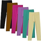 Chicduo 6 Pack Girls Leggings Yoga Leggings for Girls Soft Stretchy Pants Kids Basic Solid School Pants