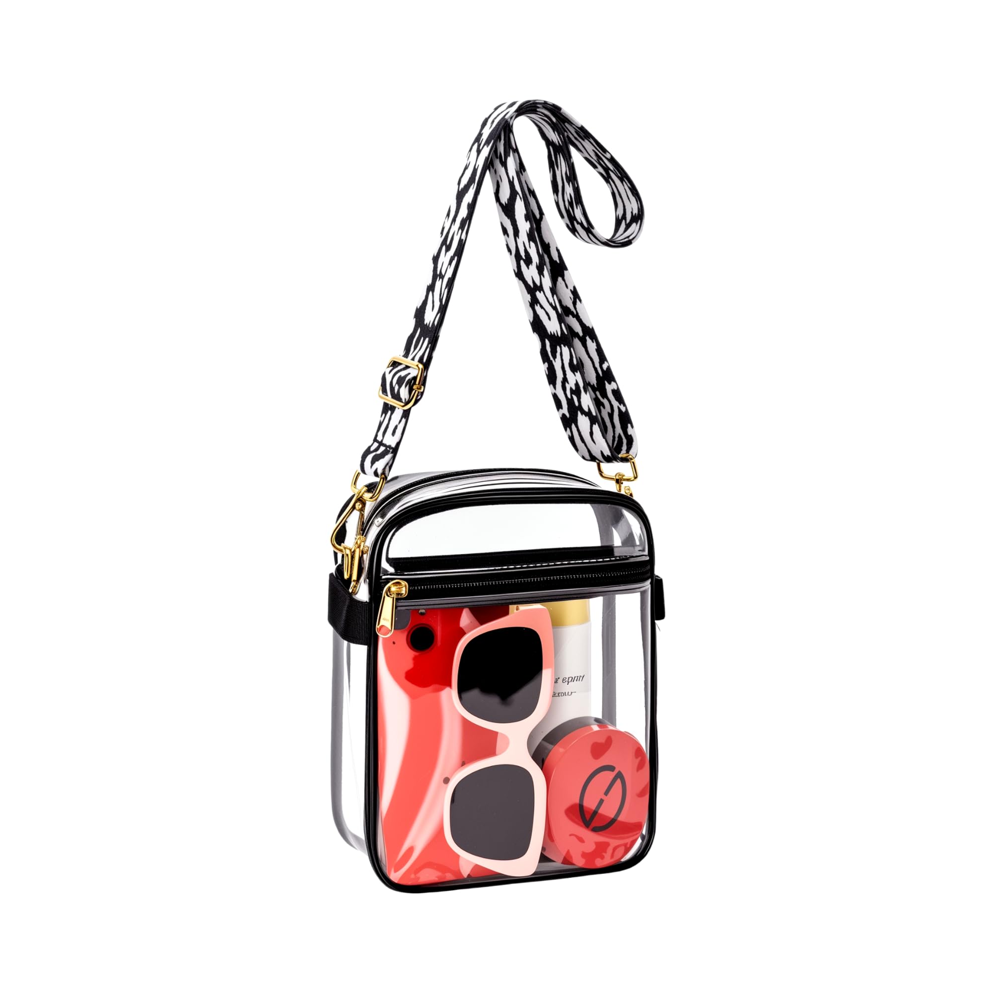 Photo 1 of MAY TREE Clear Bag for Stadium Events, Clear Purse with Removable Strap, Transparent Bag for Sports Work Concert and Festival, Cow Strap
