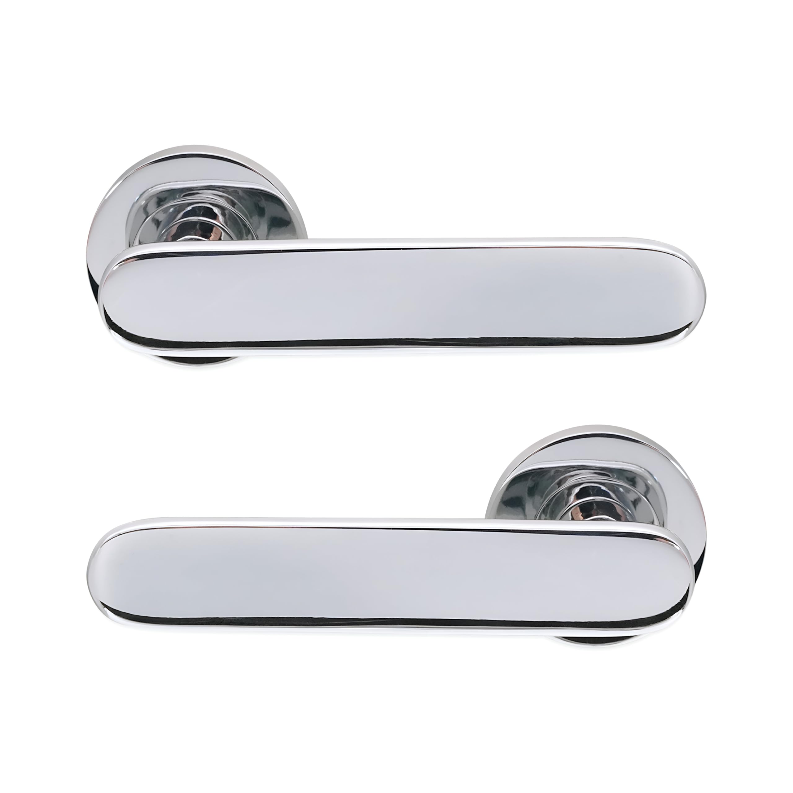 Infinity Decor Solid Brass 'Sky' Lever on Rose Door/Passage Pull Handle Set in Polished Chrome Finish - Heavy Duty, Premium Quality Handles for Internal & External Use