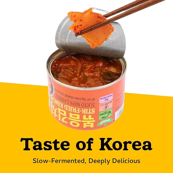 DELIEF STIR-FRIED CABBAGE KIMCHI – AUTHENTIC KOREAN CABBAGE, VEGAN, GLUTEN-FREE, SHELF-STABLE CANNED, NO PRESERVATIVES, 5.64 OZ/160 G (1 PACK)