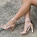Women's Sexy Ankle Strap Sandal Transparent Open Toe Chunky High Heel Shoes (US 7, Gold)