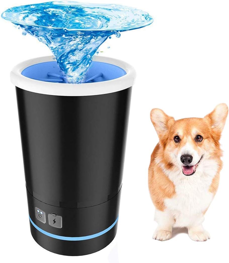 Petcabe Pet Automatic Paw Washer Cup Dog Foot Wash Tools Silicone Bristles Pet Clean Brush Cleaning Paws Muddy Feet USB Charging (Automatic-Black)