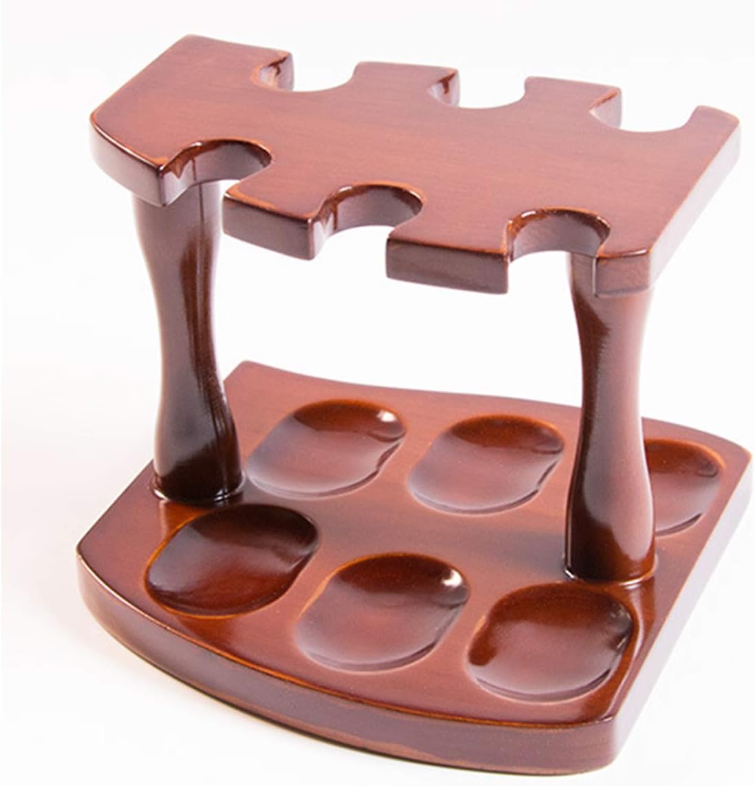 LUCKFY 6 Pipe Wood Tobacco Pipe Stand Rack Holder Wooden Pipe Stand Top-table Rack Display,Handmade