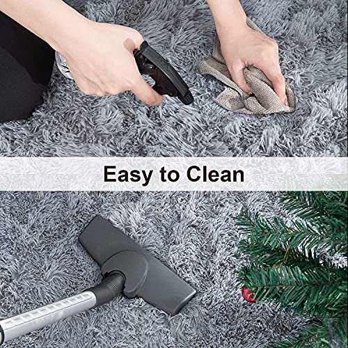 bedee Super Soft Living Room Rug, Large fluffy Area Rug Anti-Skid Faux Fur Rug Modern Shaggy Carpet for Living Room Bedroom (Grey, 80x150 cm)