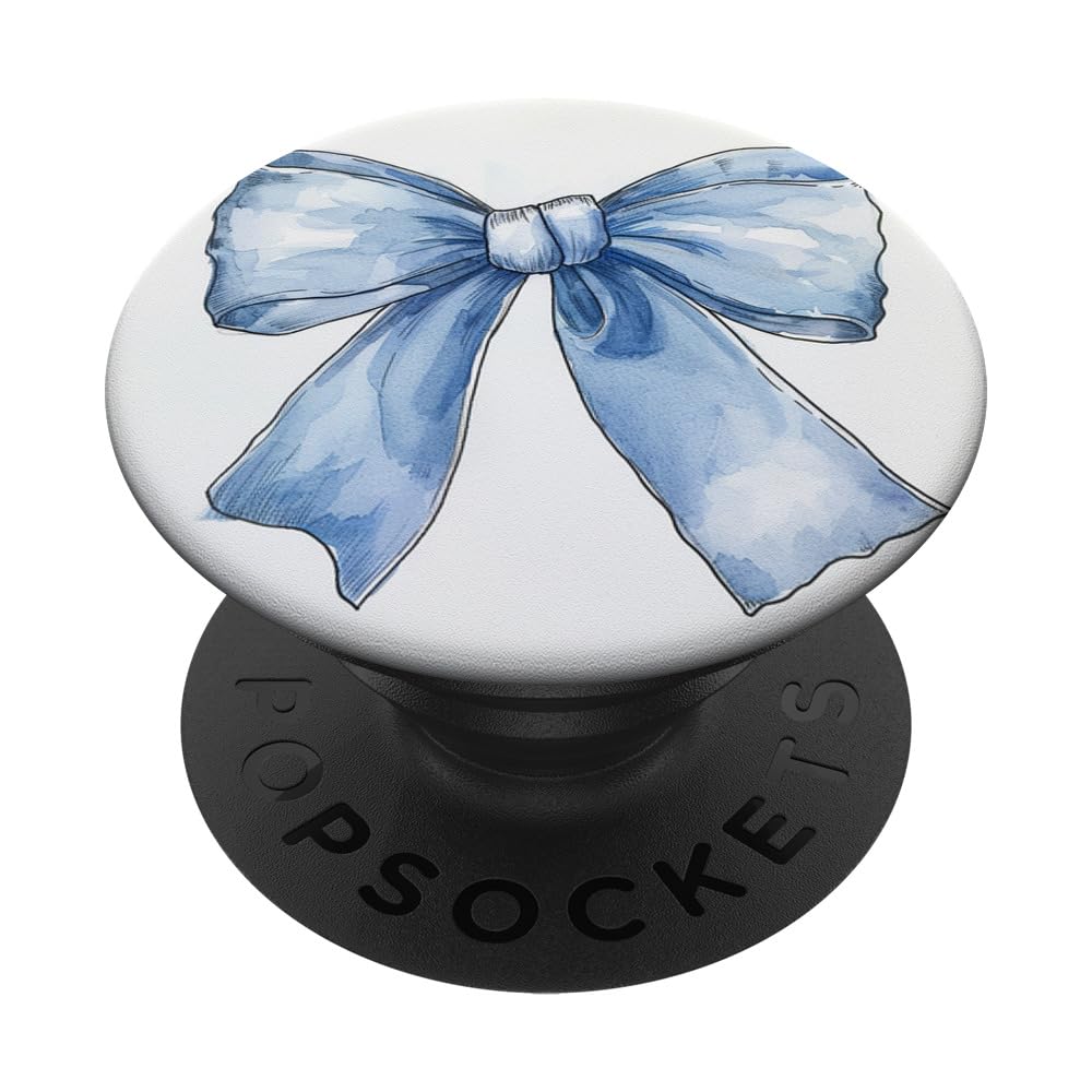 Bow in Watercolor|| coquette || Aesthetic Baby blue Bow PopSockets Swappable PopGrip