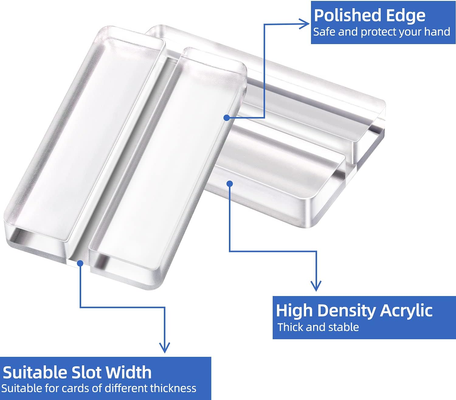 Golemas Clear Acrylic Sign Stand, Table Numbers Base Stand with Polished Edges, Wedding Sign Holders for Display, Place Card Slot Stand for Wedding/Meeting/Buffet/Restaurant/Trade Show. (Clear, 10packs) : Office Products