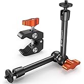 K&F CONCEPT 9.8" Magic Arm Clamp Kit with 1/4" & 3/8" Thread Screw 360° Ball Heads Articulating Magic Arm Camera Mount for Monitor, Flash, LED Light, Microphone, Camera Cage, Action Camera