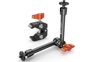 K&F Concept 9.8" Magic Arm with Super Clamp, Camera Clamp with 1/4" 3/8" Thread Screw, Articulating Friction Arm with Cold Sh