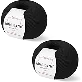 2-Pack Cashmere and Extra-fine Merino Wool Luxury Yarns for Hand Knitting and Crocheting, Made in Italy, (Black - 1500, 2)
