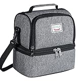 Lunch Box, Beyle Insulated Lunch Bag for Men & Women Kid, Mens Large Refrigerated Lunch Box Cooler Tote Bag, Double Deck Cooler (Grey)