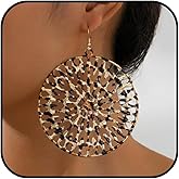 Leopard Earrings for Women Chunky Brown Cheetah Earrings Statement Dangle Animal Print Jewelry Geometric Leopard Print Accessories Large Earring for Women Cheetah Jewelry