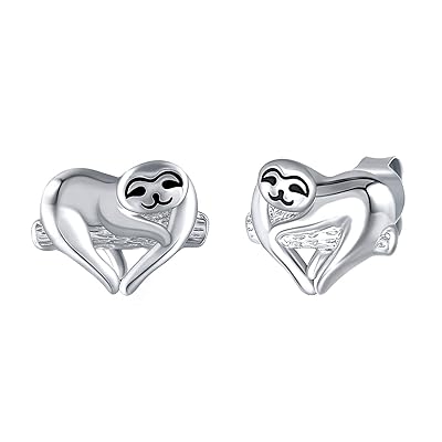 sloth earrings sterling silver