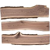 WALRUS OIL - Real Live Edge Rustic Walnut Wood Slabs, 36"" Long x 6-10"" Wide x 7/8"" Thick (3-Pack), WOSM-W24-3PK