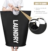 Maxsilan 125L X-Large Freestanding Laundry Basket Black Collapsible view 5