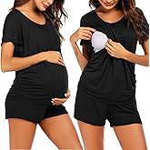 Ekouaer Womens Nursing Pajamas Maternity Breastfeeding Pjs Sleepwear Layer Soft Postpartum Lounge Set Pregnancy Clothes