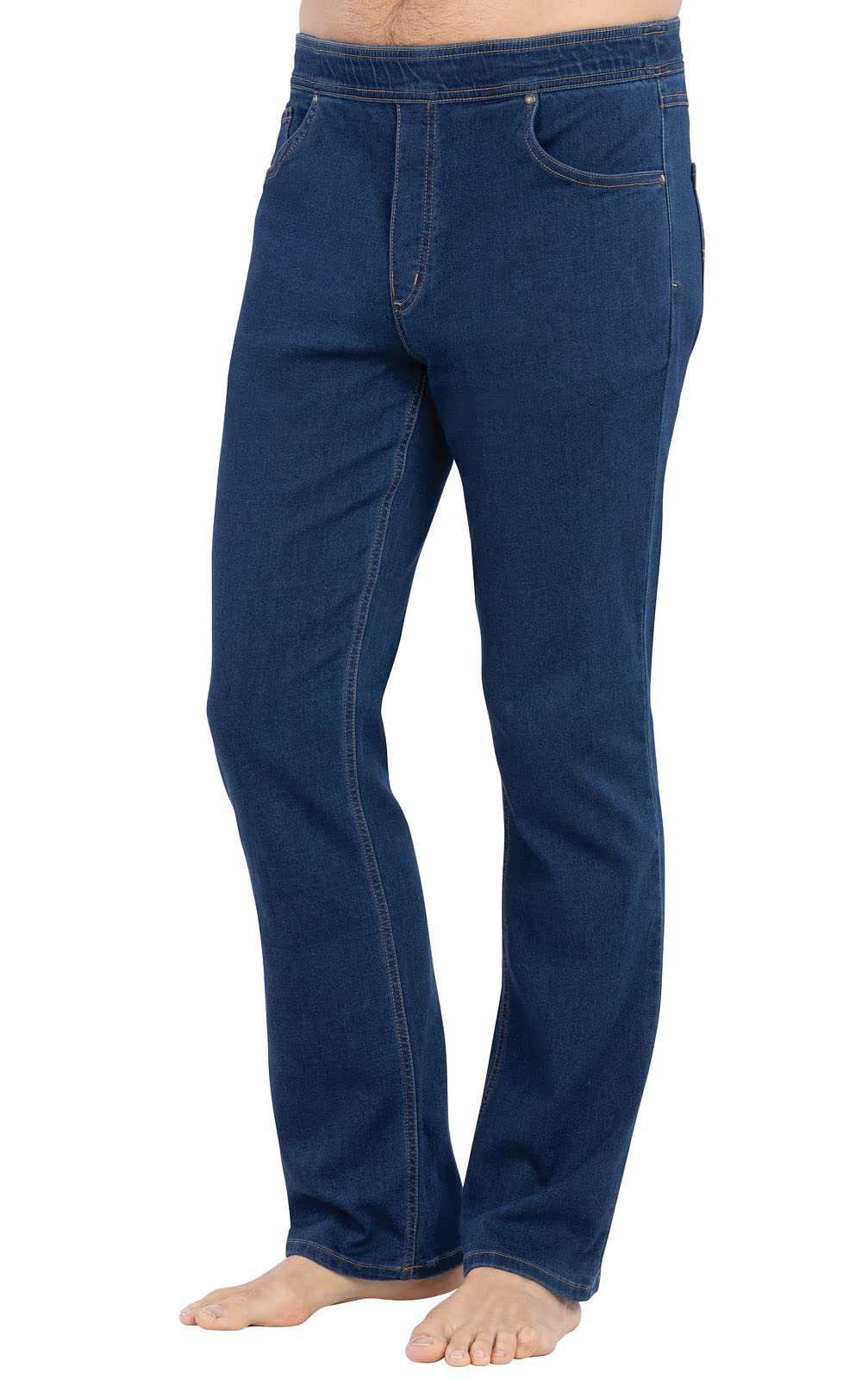 PajamaJeans Men’s Pull On Jeans – Elastic Waist Pants – Straight Leg Sweatpant Jeans, Bluestone, Tall, XXL