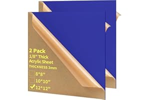 Gdhwxcl 1/8 Thick 12 x 12 inch Acrylic Sheets - 2 Pack Plexiglass Sheets for Creative DIY Projects Laser Cutting Engraving UV Printed Signs Crafts Badges (2, Royal Blue, 12 x 12 inch)