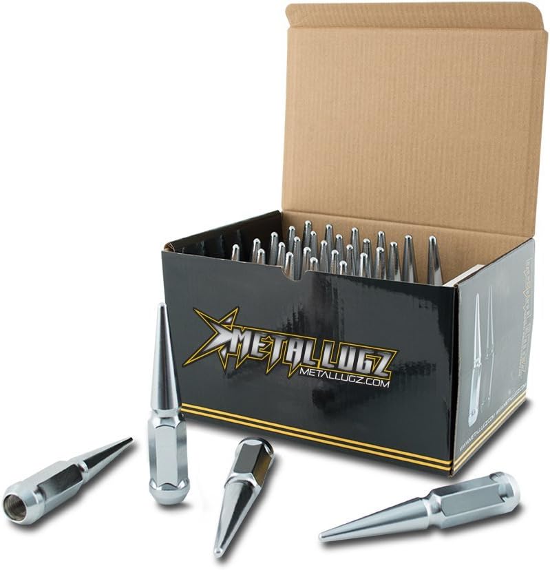 Metal LugzMetal Lugz Spiked Lugz Black 1/2" Thread 4.4" Overall Length kit Contains 25 Lugs & 1 Key