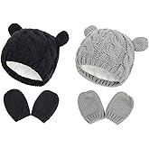 Fynnsure Baby Hat Glove Set Soft Newborn Mittens Baby Girl Boys Knitted Toddler Cap Infant Winter Beanie Mitten Sets