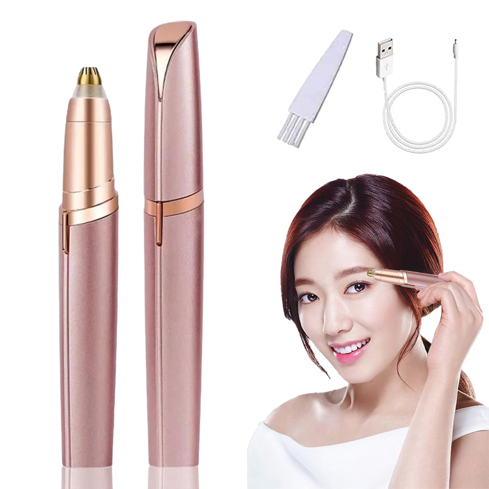 Rechargeable Eyebrow Hair Remover,Electric Painless Eyebrow Trimmer Epilator for Women, Eyebrow Razor with Light,Brows Shaper. for Face Hair and Nose Hair,Portable Eyebrow Hair Removal Razor.