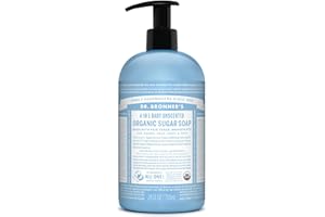 Dr. Bronner's Organic Sugar Soap (Baby Unscented, 24 Ounce) - Made with Regenerative Certified Organic Oils, Sugar & Shikakai Powder, 4-in-1 Use: Hands, Body, Face and Hair- Liquid Soap, Nourishes