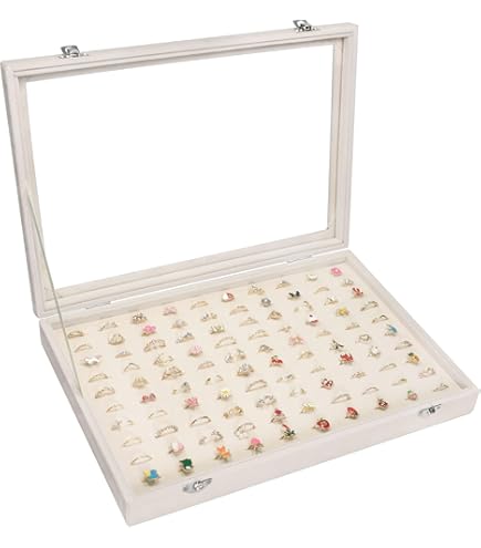 Vicoter Velvet Necklace Display Tray With 20 Hooks - Jewelry Organizer With Glass Lid, Multiple Colors - View #13