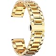 BINLUN Stainless Steel Watch Bands Quick Release 12mm-24mm Universal Metal Replacement Watch Straps SmartWatch Bracelets Links Straight & Curved Ends Men Women 6 Colors(Gold,22mm)