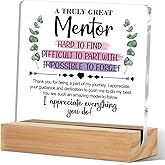Mentor Gifts Acrylic Sign, Thank You Gifts for Leader Boss Mentor Decorative Acrylic Plaque with Stand Desk Decor, Shelf Cubicle Table Decor for Office Home Bedroom Living Room Decoration