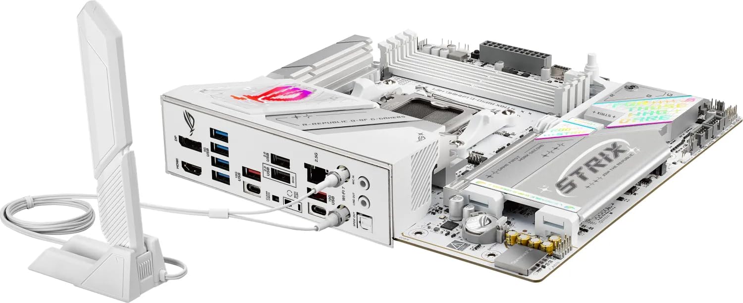 Asus Rog Strix B850-G Gaming Wi-Fi Amd Matx Motherboard, 14+2+1 Power Stages, Ddr5, Pcie 5.0 Slots, 4 M.2 Slots, Wi-Fi 7 (802.11Be) And 2,5 Gb Ethernet, 20 Gbps Usb-C, Aura Sync Rgb, White - View 6