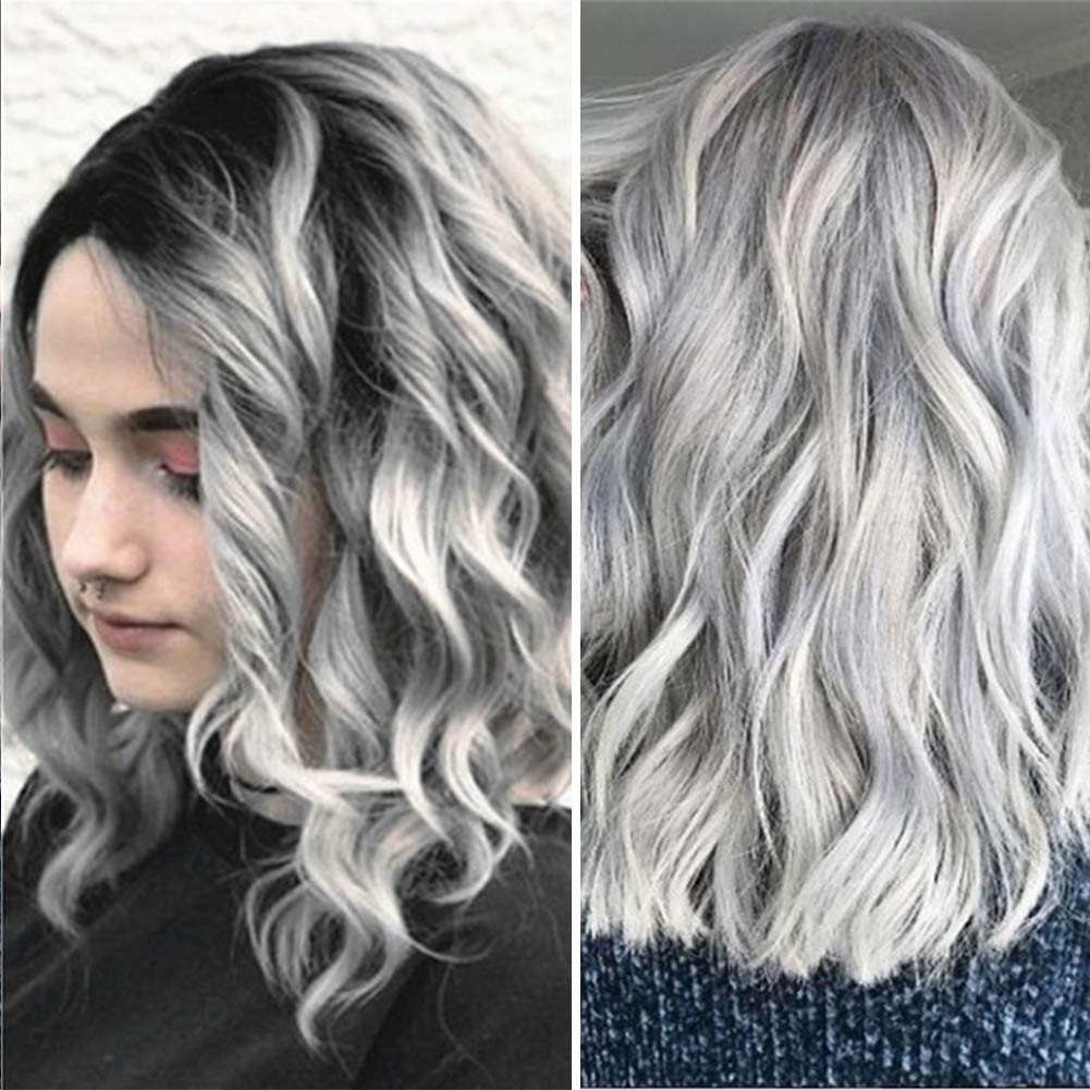 Amazon Com Bromrefulgenc Wave Wig For Women Gradient Gray Side
