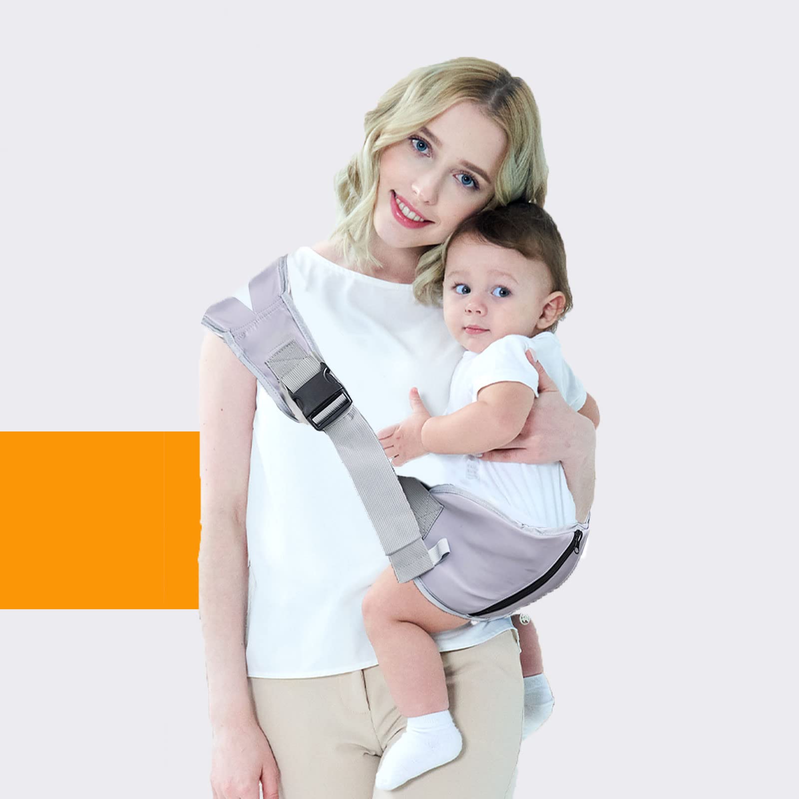 Bymivofun Portable Baby Carrier Ergonomic Wide Separate Padded Soft Breathable Baby Carrier for Baby up to 55kg 5-42 Months (Grey)