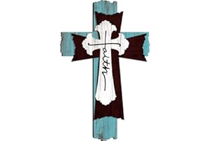 Yookeer Large Wooden Christian Wall Cross Religious Decor Art Wood Wall Cross Hanging Rustic Multi Layered Weathered Look Spiritual Sculpture for Church Home Farmhouse Indoor Outdoor(Simple Style)