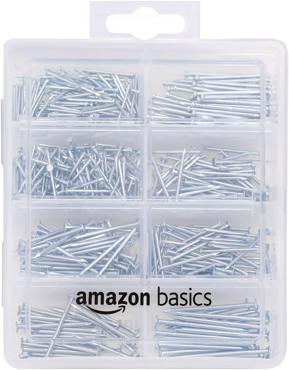 Amazon Basics Hardware Nail Assortment Kit 550-Piece Finish Wire Brad Common