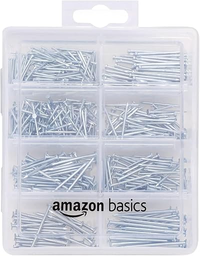 Amazon Basics Hardware Nail Assortment Kit 550-Piece Finish Wire Brad Common