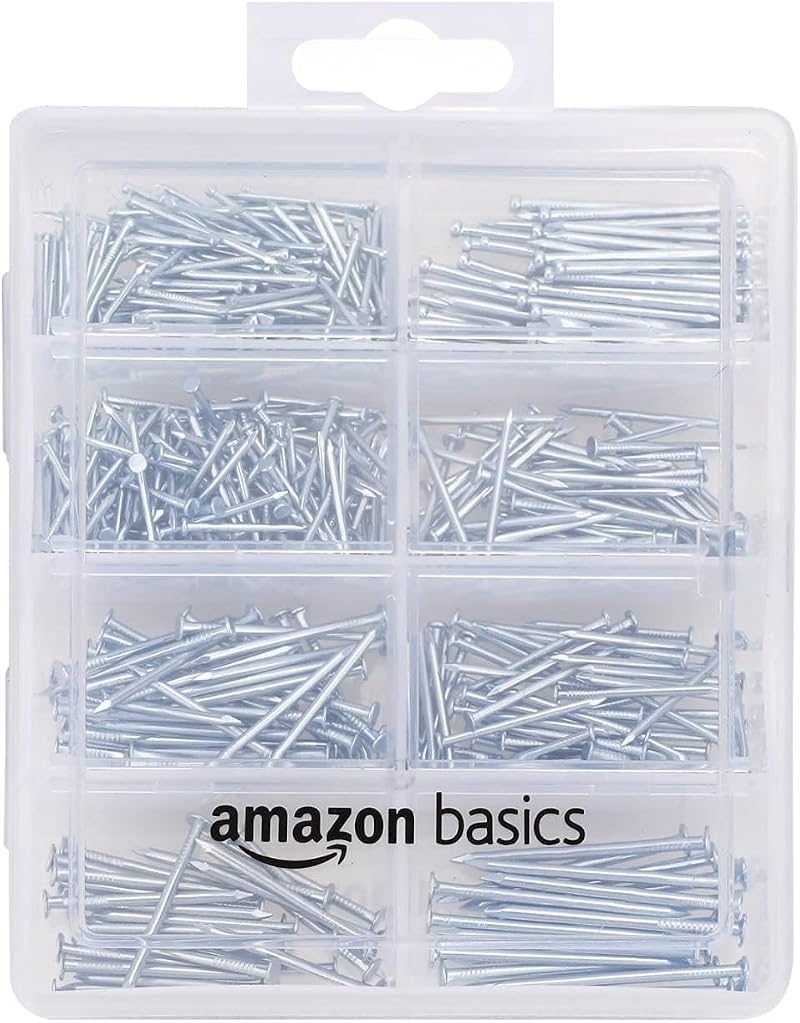 Amazon Basics Hardware Nail Assortment Kit 550-Piece Finish Wire Brad Common