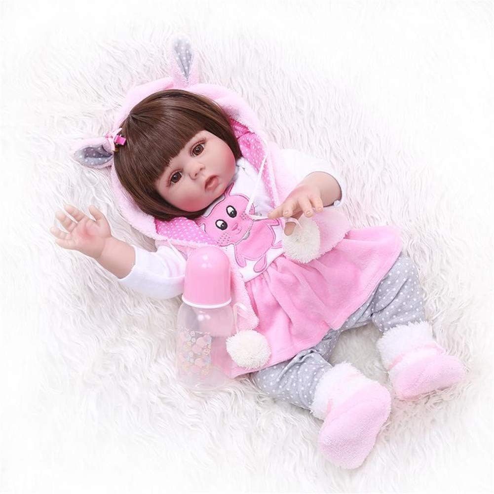 Prezzo Capelli Lisci 49CM Bebe Bambola Ragazza Rinata Bambino in Abito da Coniglio Rosa Realistica in Silicone Morbido Giocattolo da Bagno per Bambini Realistico Offerte