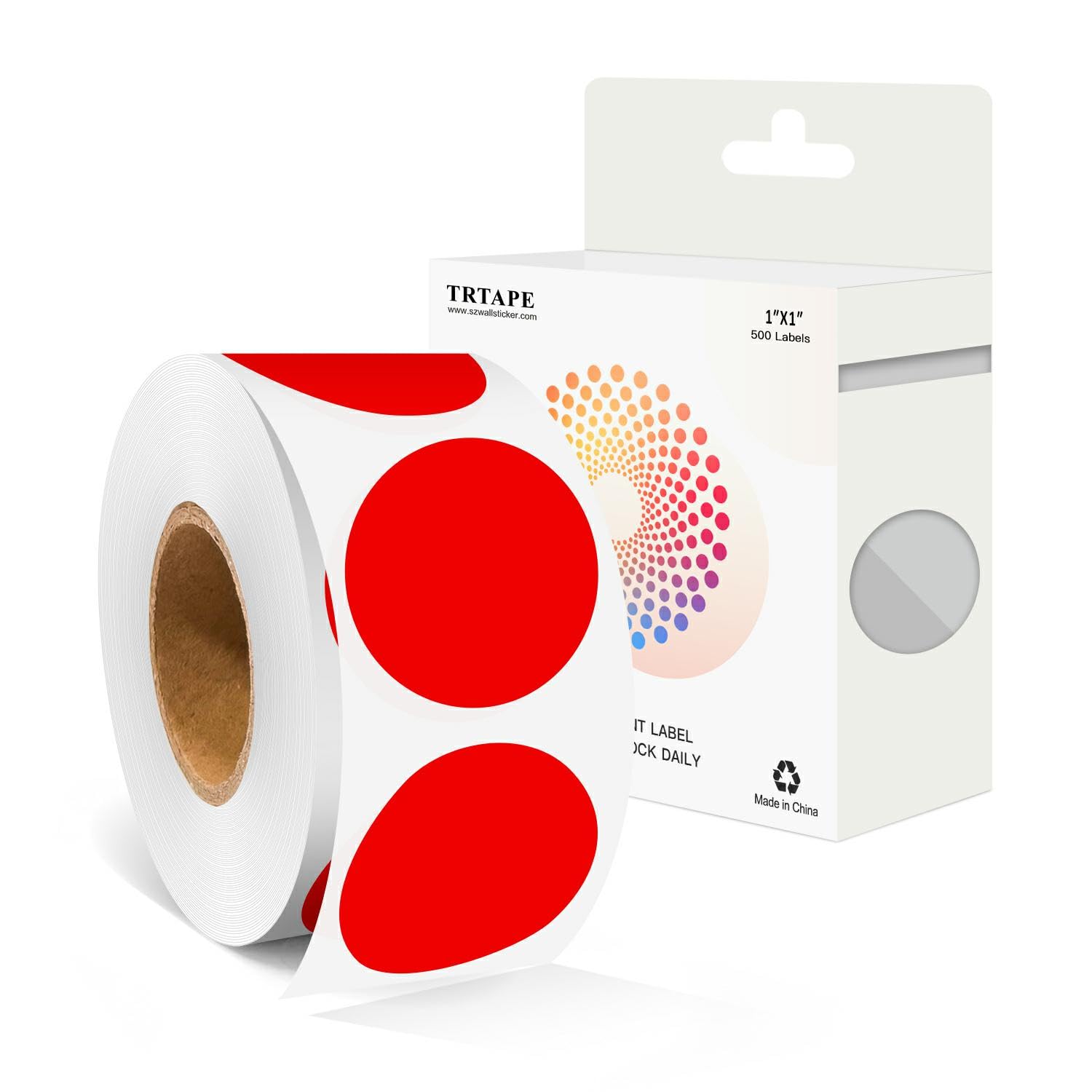 Photo 1 of 1 Inch Color Coding Labels - Round Color Code Dot Stickers, 500 PCS Circle Labels for Organization, Inventory, Filing System, Easy Write Surface?Red?
