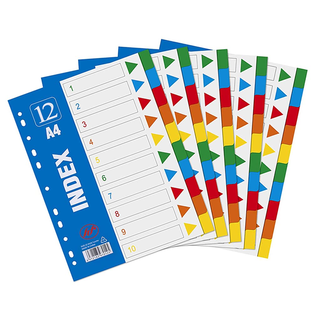 5 Pieces Index Plastic,Index Reinforced,A4 File Dividers,A4 Index Plastic,Tabs File Dividers,A4 Tabs File,for Office Family Meeting Document Record Portable Classification Color Label