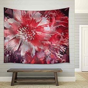 Beautiful Autumn Flowers,Old Painting Style - Fabric Wall Tapestry Home Decor - 51x60 inches